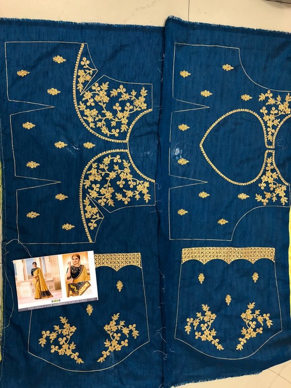 Designer gold embroidered wedding saree