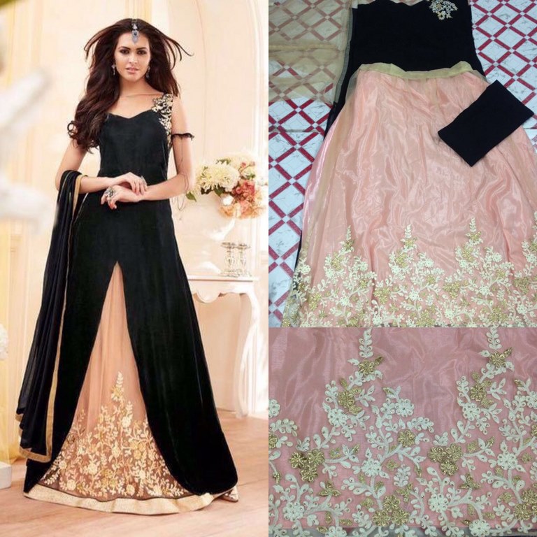 Designer gown style embroidered lehenga