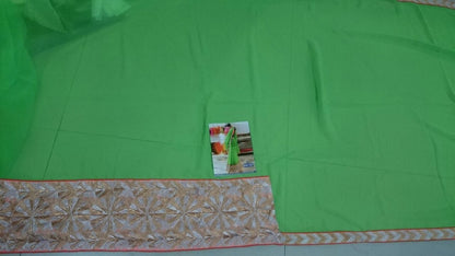 Designer green embroidered ceremonial saree