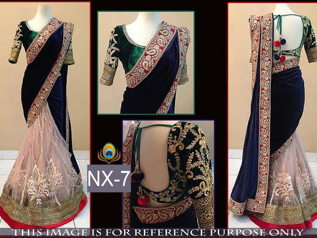 Designer half half embroidered saree