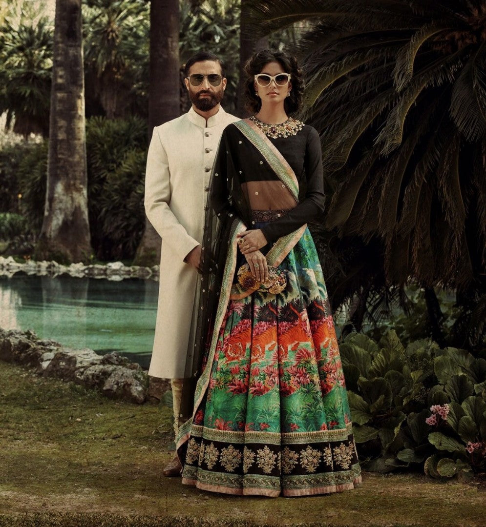 Designer heavy digital printed bridal wedding lehenga