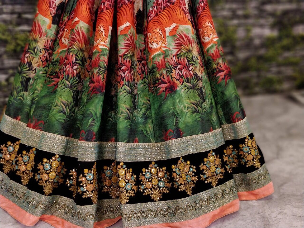 Designer heavy digital printed bridal wedding lehenga