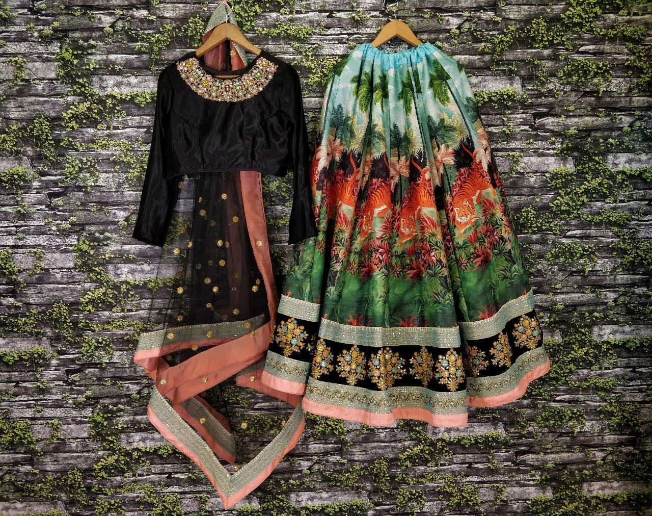 Designer heavy digital printed bridal wedding lehenga
