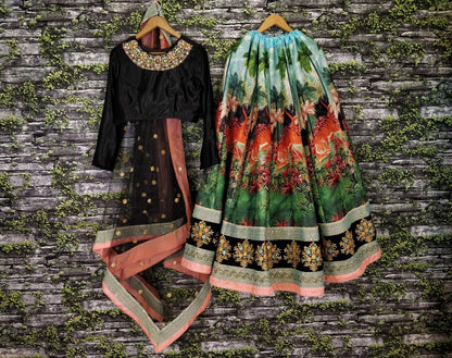 Designer heavy digital printed bridal wedding lehenga