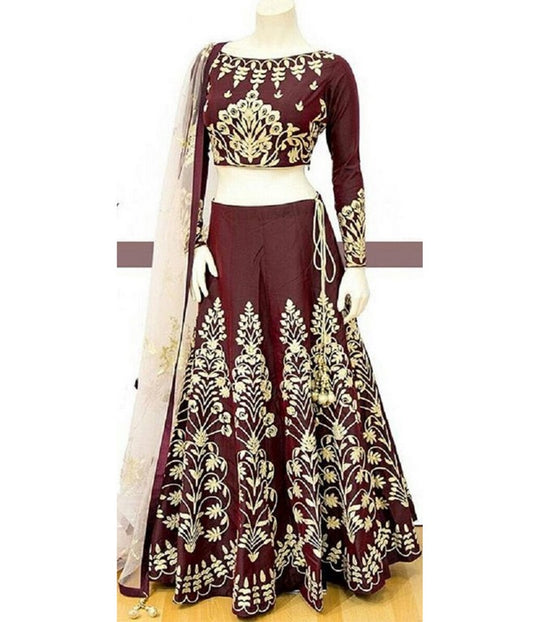 Designer heavy embroiderd maroon wedding lehenga