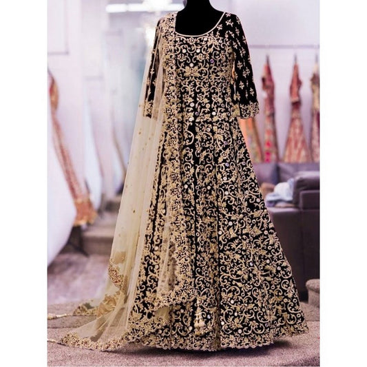 Designer heavy embroidered black wedding Suit