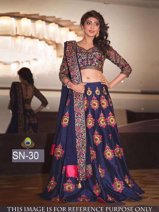 Designer heavy embroidered blue ceremonial lehenga