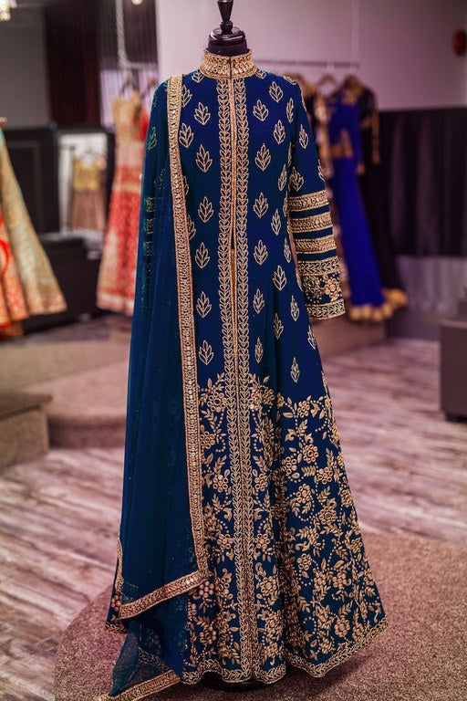 Designer heavy embroidered blue salwar suit
