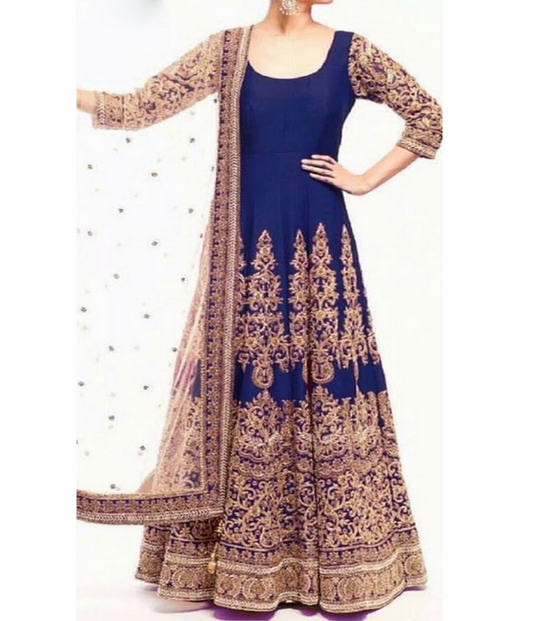 Designer heavy embroidered blue wedding suit