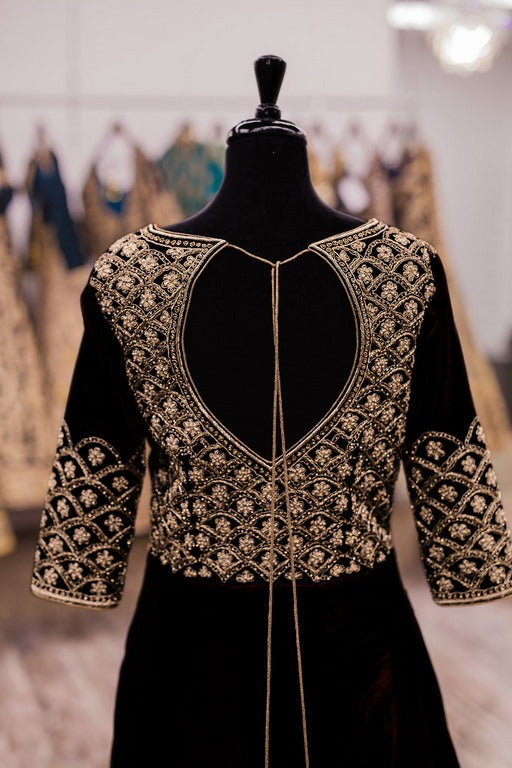 Designer heavy embroidered dark coffee wedding suit