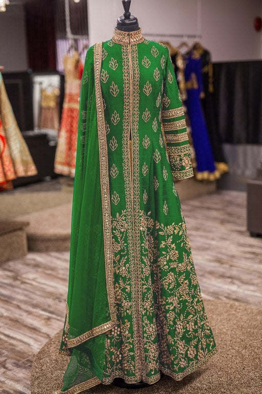 Designer heavy embroidered green salwar suit