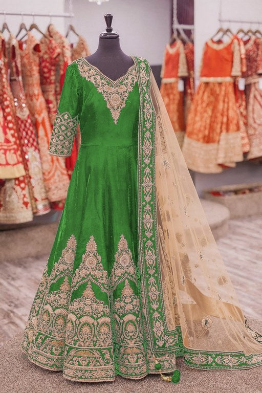 Designer heavy embroidered green wedding suit