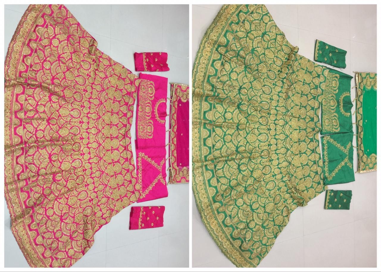 Designer heavy embroidered phantom silk bridal wedding lehenga