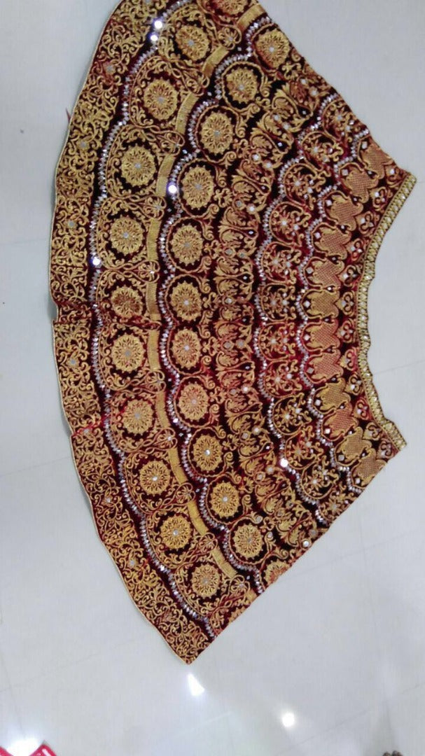 Designer heavy embroidered red bridal lehenga
