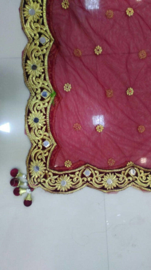 Designer heavy embroidered red bridal lehenga