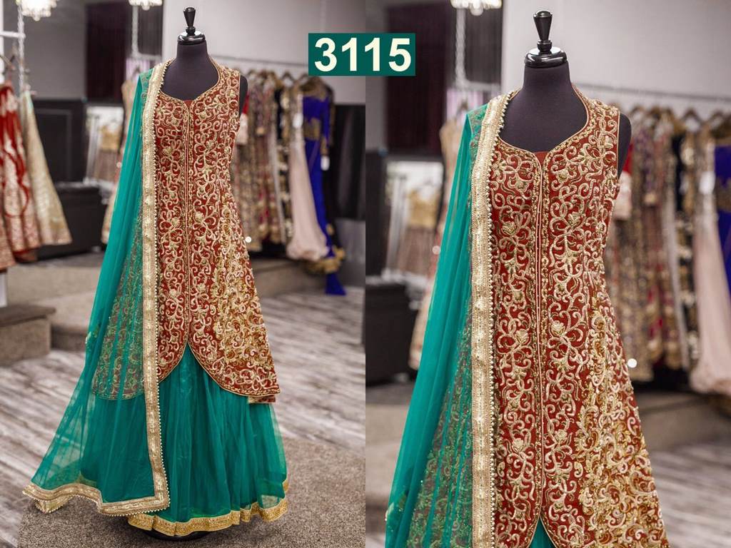 Designer heavy embroidered red suit