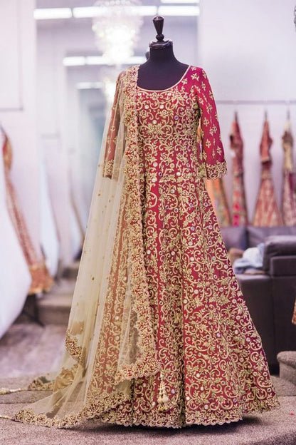 Designer heavy embroidered red wedding Suit