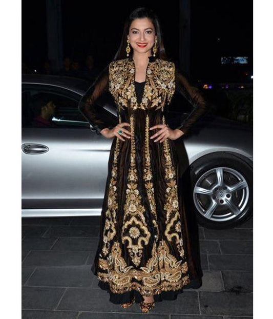 Designer heavy embroidered wedding black anarkali suit