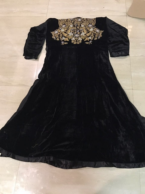 Designer heavy embroidered wedding black anarkali suit