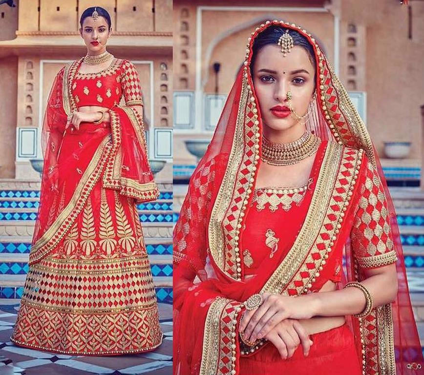Designer heavy embroidered wedding lehenga