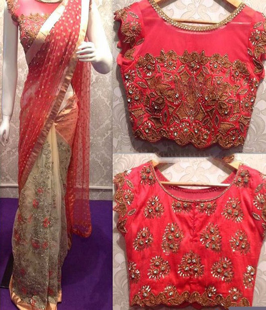 Designer heavy embroidered wedding saree