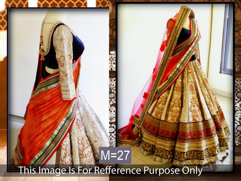 Designer heavy embroidered white lehenga