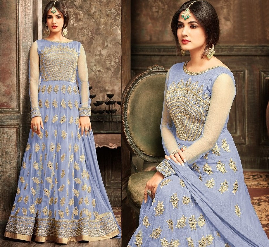 Designer heavy net embroidered anarkali suit