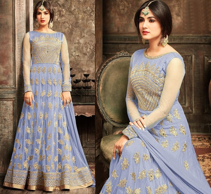 Designer heavy net embroidered anarkali suit