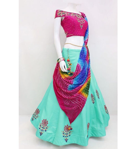 Designer look embroidered traditional navratri festvial lehenga choli