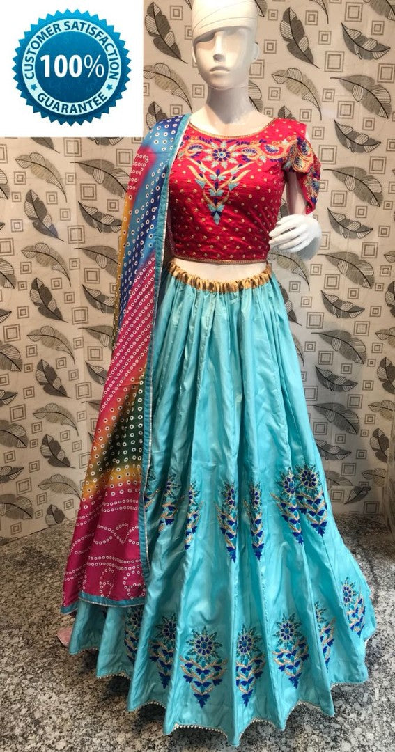 Designer look embroidered traditional navratri festvial lehenga choli