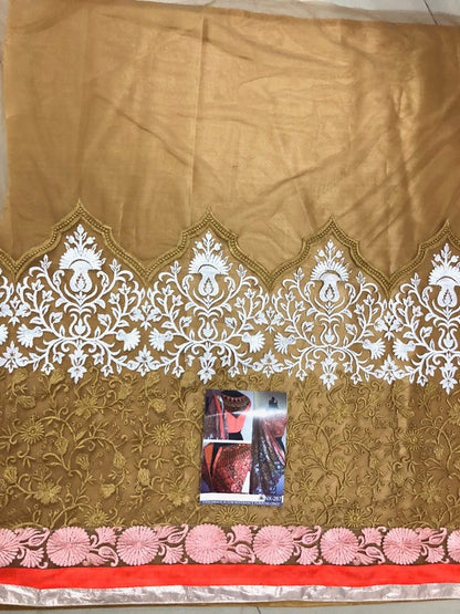 Designer look fancy thread work mono net saree