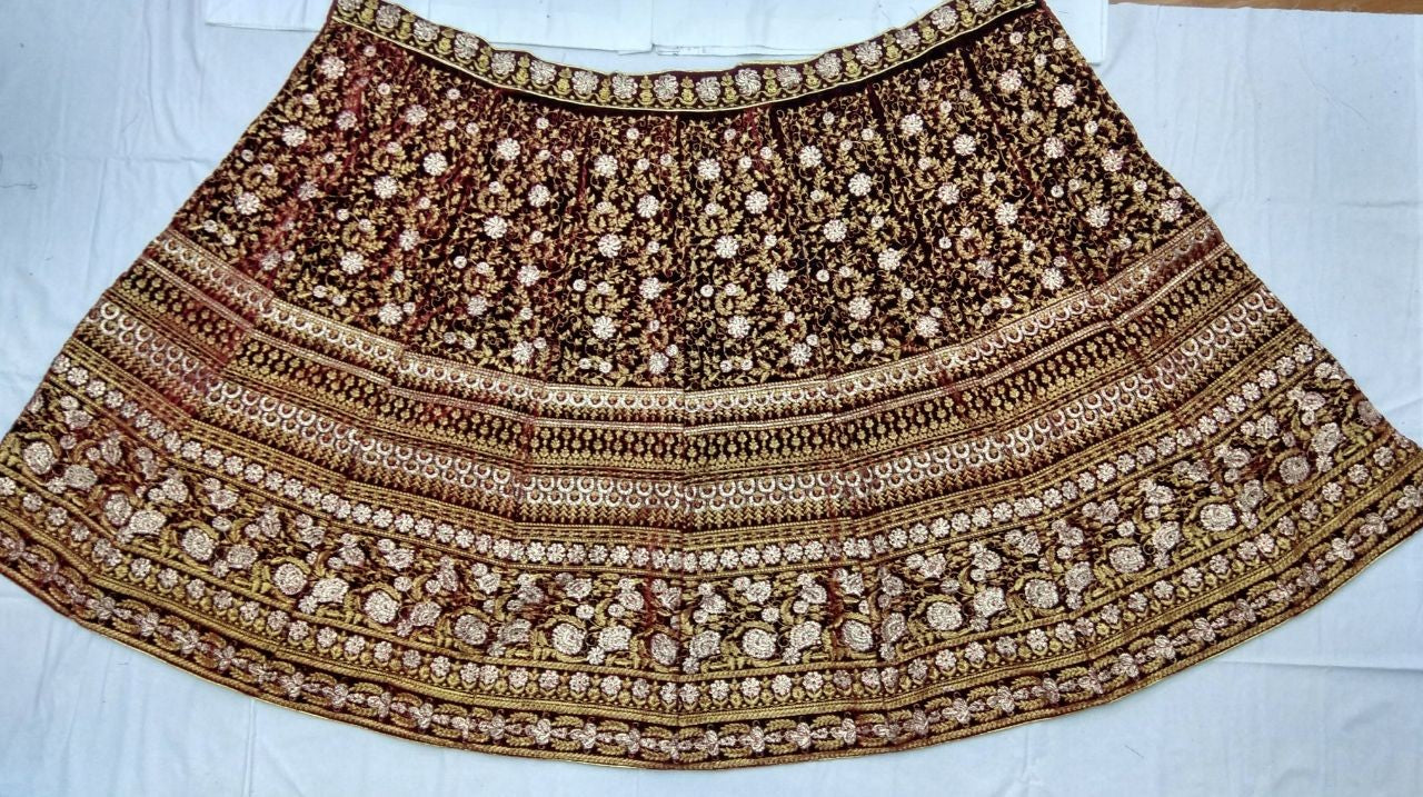 designer Maroon heavy embroidered Bridal lehenga
