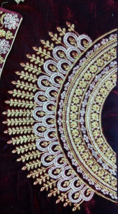 designer Maroon heavy embroidered Bridal lehenga