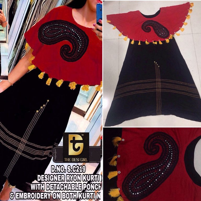 designer Maroon with Black Festival Kurti