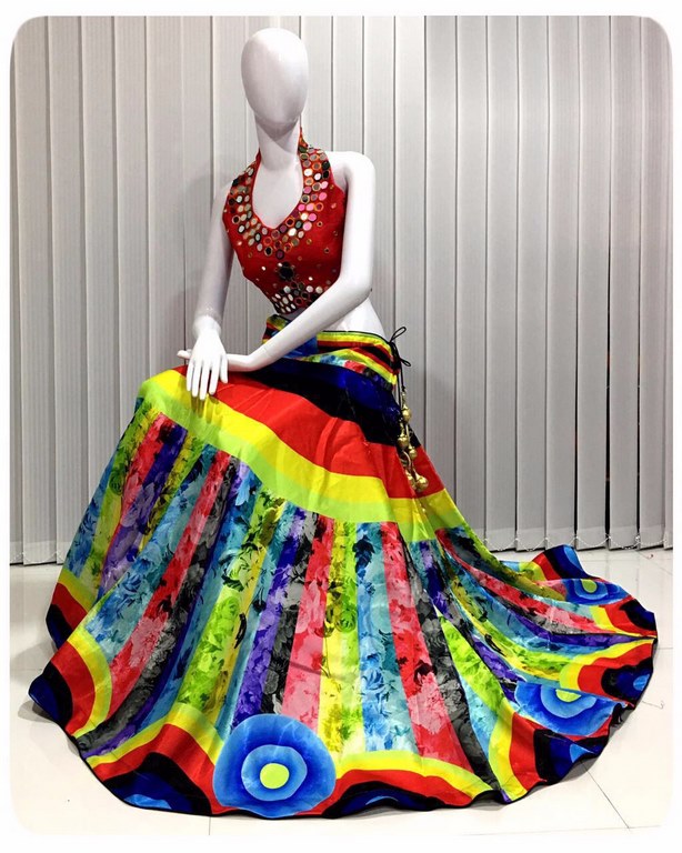 Designer multicolor printed navratri lehenga