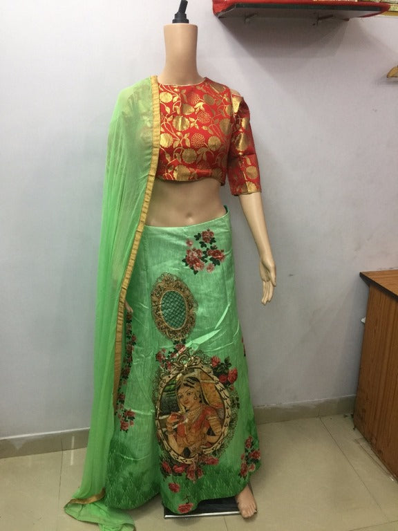 Designer multicolor printed navratri lehenga
