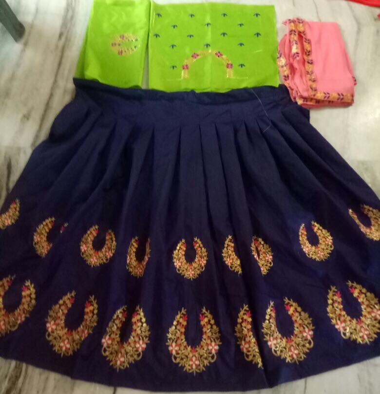 designer Navy blue embroidered Ceremonial lehenga