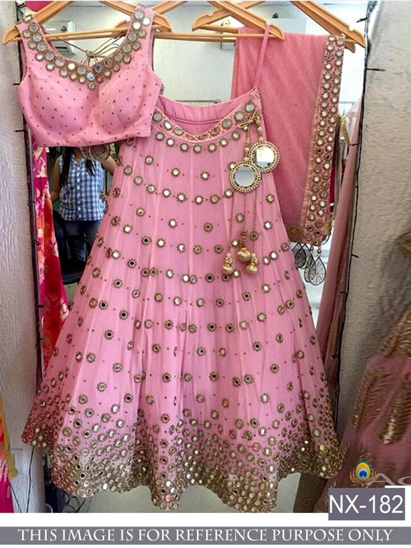 Designer pink embroidered wedding lehenga