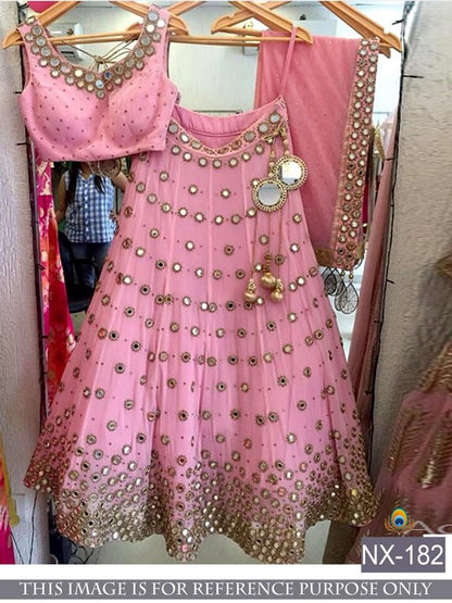 Designer pink embroidered wedding lehenga