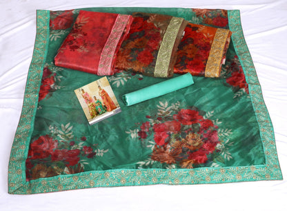 Designer printed organza silk ceremonial saree