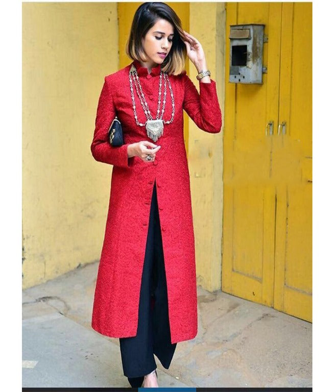 Designer red ceremonial salwar suit