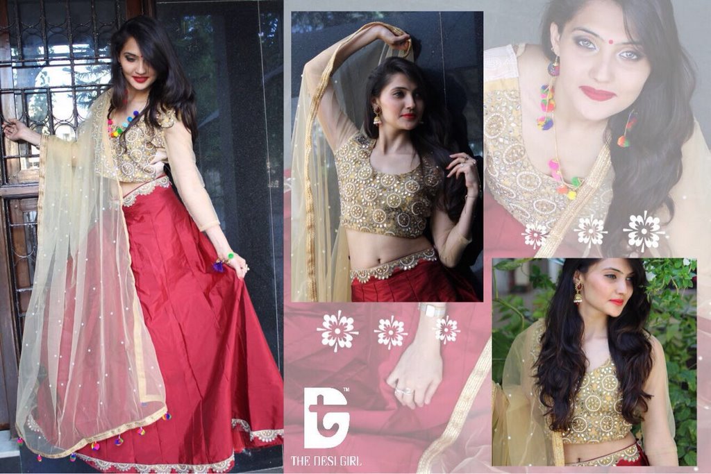 designer Red navaratri special lehenga choli