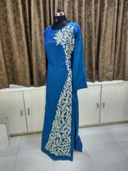 designer sky blue embroidered party wear Straight suit