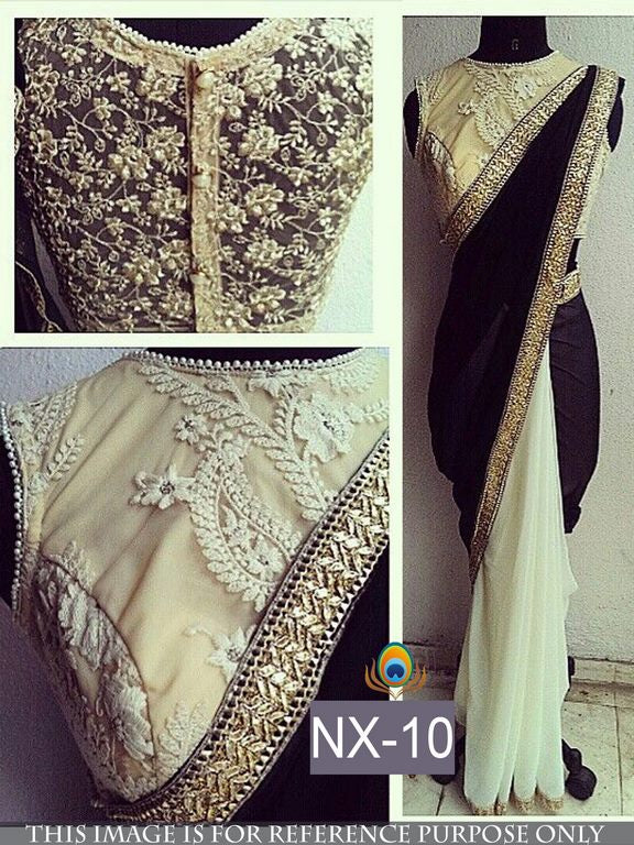 designer stylist black saree with fancy blouse