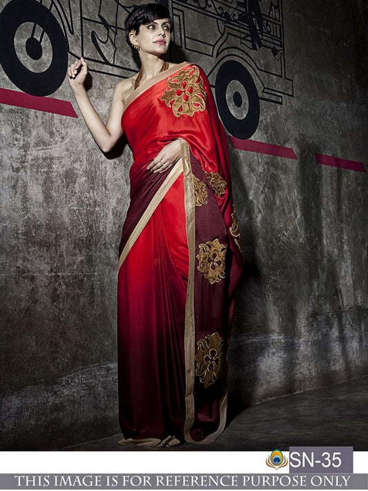 Designer stylist multicolor embroidered partywear saree