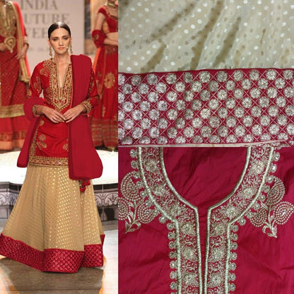 Designer tapeta silk and chinon goli lehenga with long top