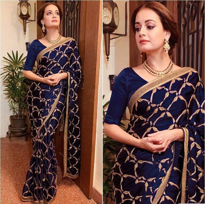 designer vichitra heavy embroidered bollywood saree