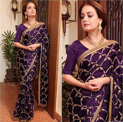 designer vichitra heavy embroidered bollywood saree