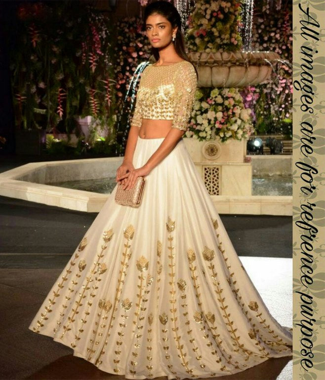 Designer white embroidered wedding lehenga