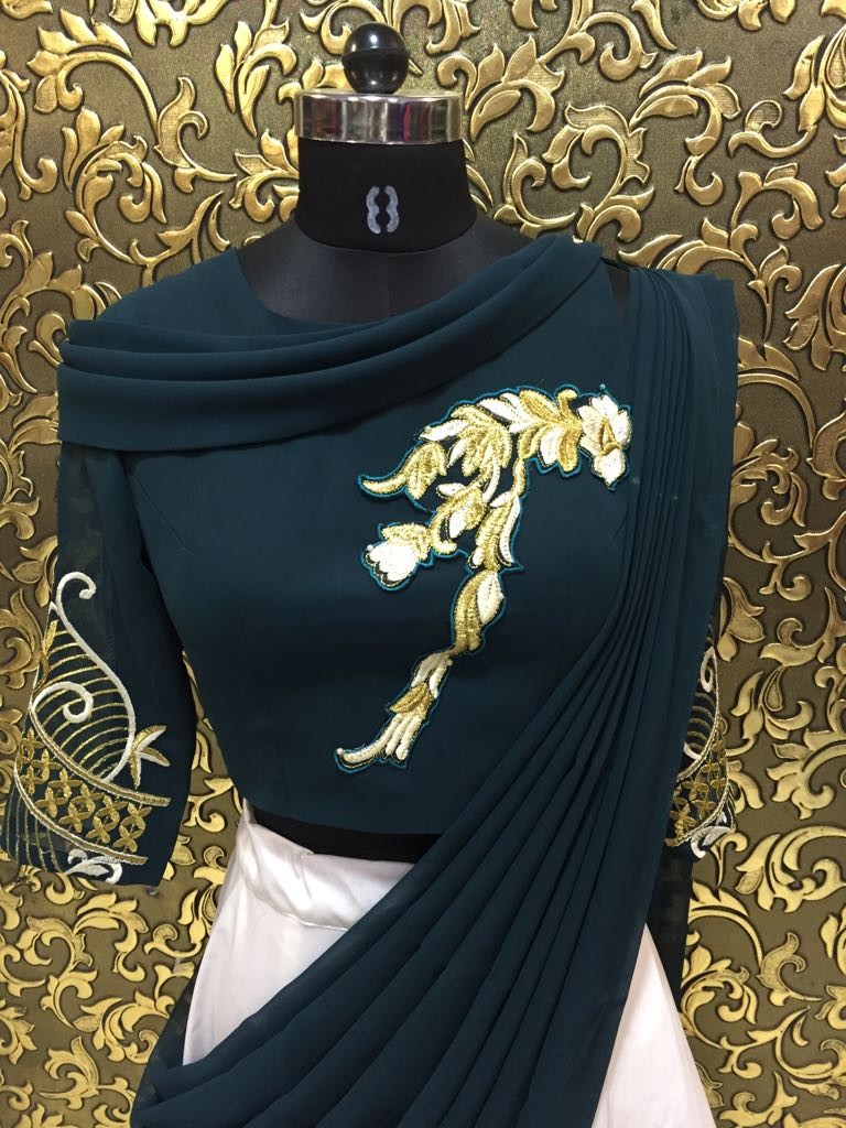 Designer white tapeta silk embroidered ceremonial lehenga